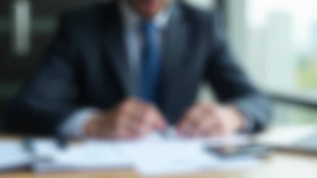 Professional tax accountant reviewing corporate financial documents and T2 forms at organized desk