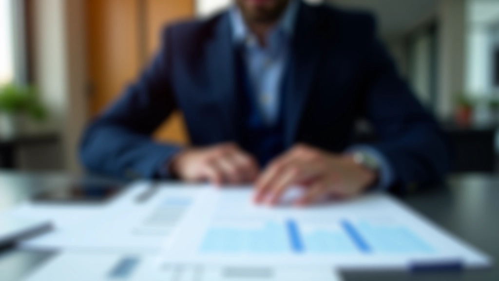 Professional tax accountant reviewing corporate financial statements and income calculation spreadsheets with calculator and documents